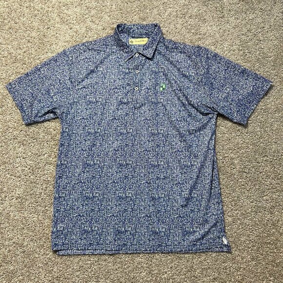 Donald Ross Sportswear Men's Size L Blue Patterned Polo Golf Shirt - Picture 2 of 11